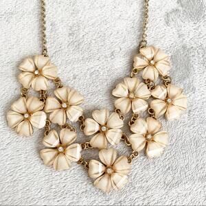 Gold Tone Glass Flower Bib Necklace